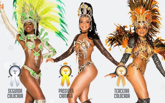 Nathalia Fernandes, da Imperatriz, Michelle Neiva e Millene Figueiredo, da Mocidade: três primeiras colocadas