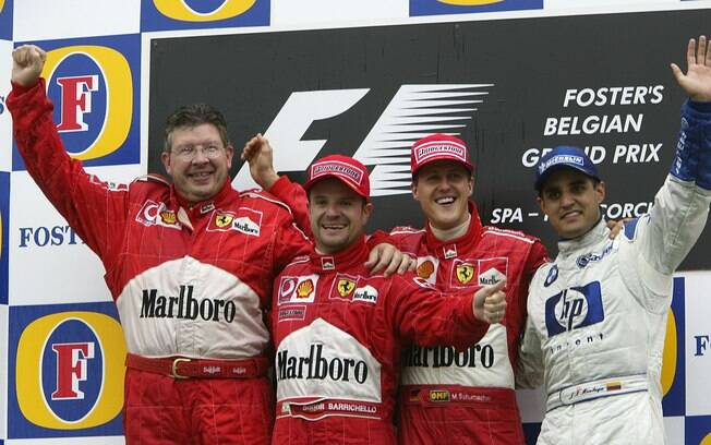 Em 2002, o piloto venceu seu quinto titulo e igualou Juan Manuel Fangio . Foto: Getty Images
