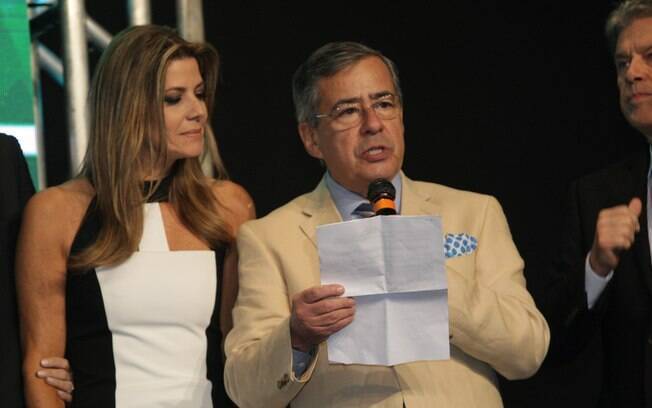 Paulo Henrique Amorim durante seu discurso na Record
