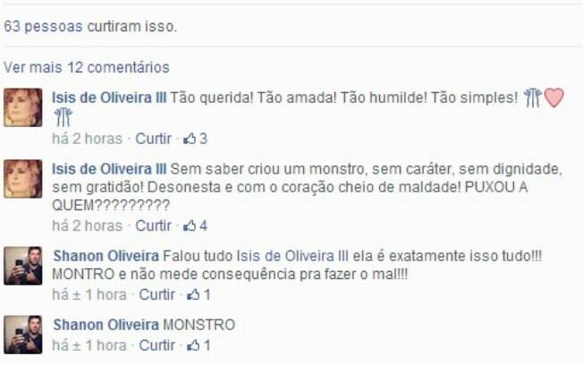 Isis de Oliveira se manifesta sobre a irmã, Luma de Oliveira, na legenda de uma foto da mãe