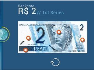 Dinheiro Brasileiro (no Google Play, Brazilian Banknotes) ajuda a reconhecer notas falsas. Grátis para iPhone e Android