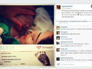 Primeira imagem: Juliana Paes na sala de parto com Antonio