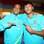 Lucas e Neymar, com o braço enfaixado, na apresentação da seleção brasileira. Foto: Rafael Ribeiro/ CBF - divulgação