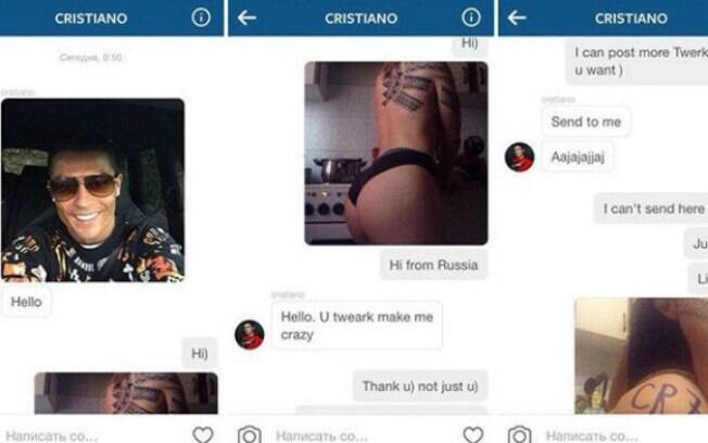 Jogador e dançarina trocaram mensagens no chat do instagram