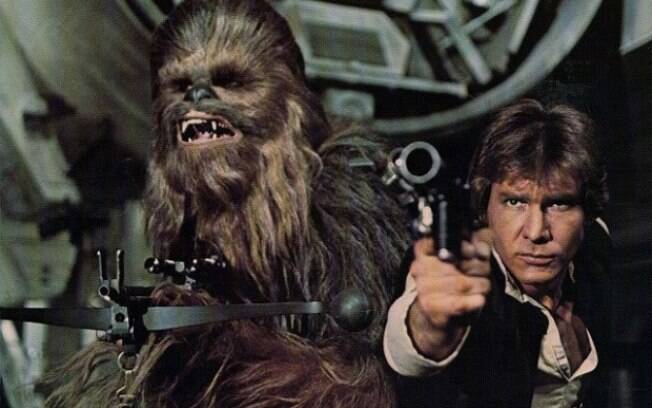 Peter Mayhew (Chewbacca) e Harrison Ford (Han Solo) em