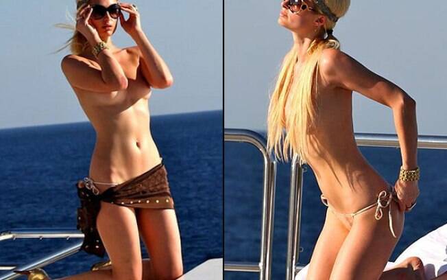 Paris Hilton faz topless em seu iate