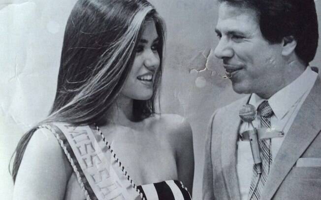 Solange Frazão com Silvio Santos, na entrega do prêmio de Miss São Paulo