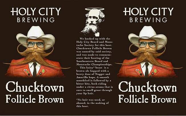 Rótulo da lata da Holy City Brewing com o rosto de Paul Roof