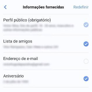 Antes de utilizar o login do Facebook em outros sites, a rede social confirma que tipo de informação você deseja fornecer
