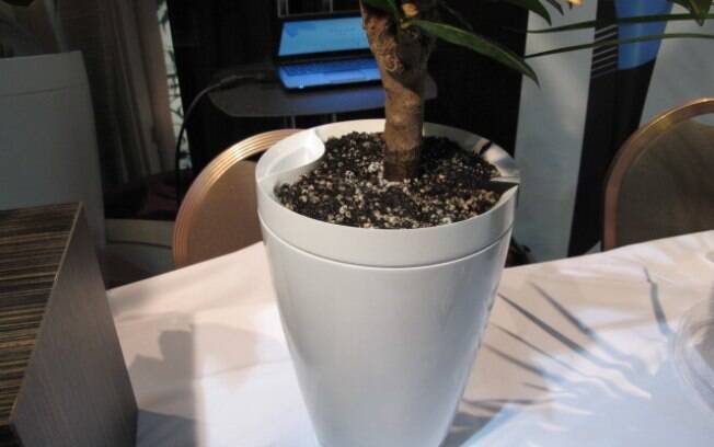 O Parrot Pot é um vaso inteligente, capaz de molhar as plantas automaticamente e até mesmo de fazer gestão do recurso quando o usuário está fora de casa. Foto: Emily Canto Nunes/iG
