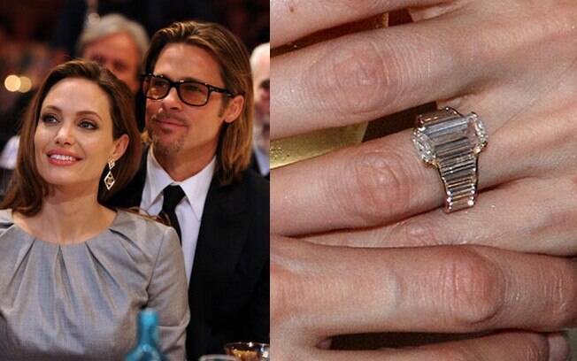 No segundo casamento, Brad Pitt mostrou que manteve o bom gosto. O ator deu para Angelina Jolie um anel de diamantes feito exclusivamente para ela pelo joalheiro Robert Procop