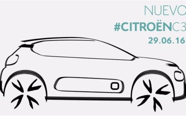Esboço mostra como será o perfil da nova geração do Citroën C3 Esboço mostra como será o perfil da nova geração do Citroën C3