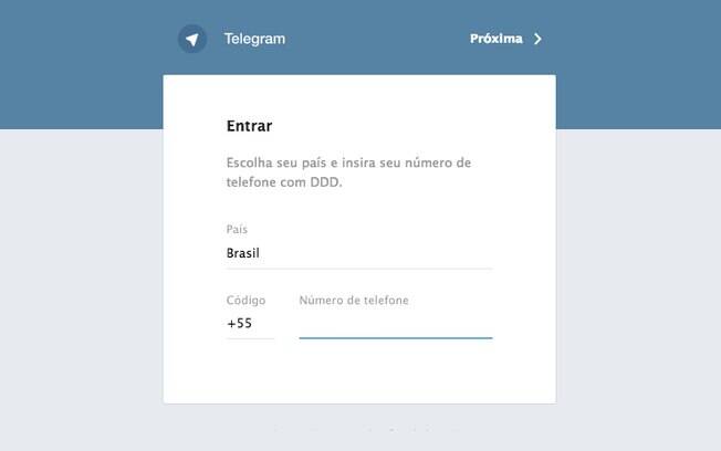 Telegram Web é habilitado por meio de um código de segurança enviado ao smartphone