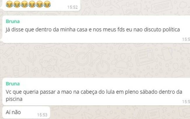 Conversa de Bruna com as amigas no grupo de Whatsapp