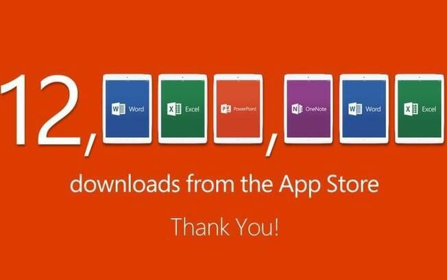 Em uma semana, foram 12 milhões de downloads do Word, Excel, PowerPoint e OneNote