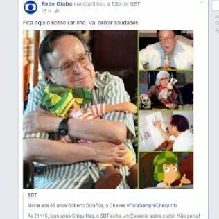 Globo compartilha imagem do SBT