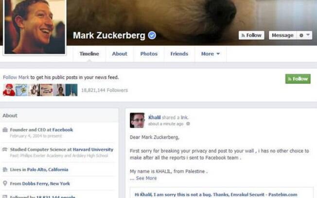 Perfil de Mark Zuckerberg foi invadido por hacker que descobriu falha, mas foi ignorado por equipe de segurança da rede social