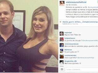 Andressa Urach agradece cirurgião plástico por procedimento