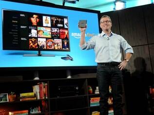 Executivo da Amazon, Peter Larsen apresentou a Fire TV em evento em Nova York, nos Estados Unidos