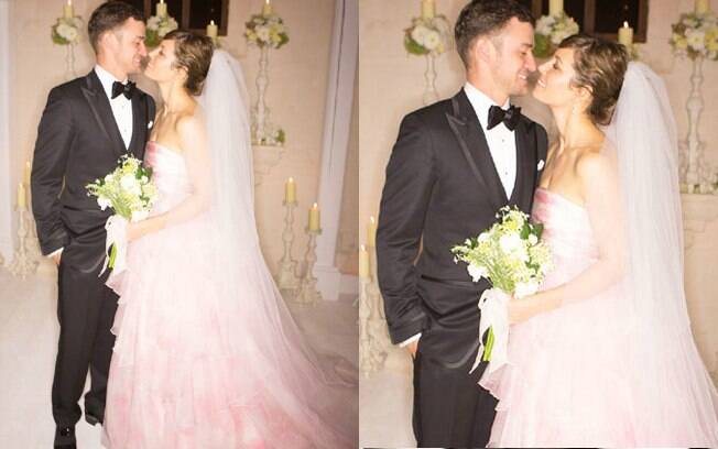 Jessica Biel escolheu modelo rosa para se casar com Justin Timberlake