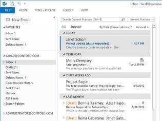 Sincronização de e-mails recebidos por meio do Outlook com dispositivos móveis apresenta problemas