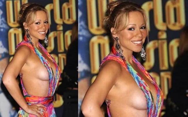 a frente única de Mariah Carey não cobria nem a frente