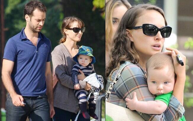 Aleph com os pais Natalie Portman e o coreógrafo francês Benjamin Millepied