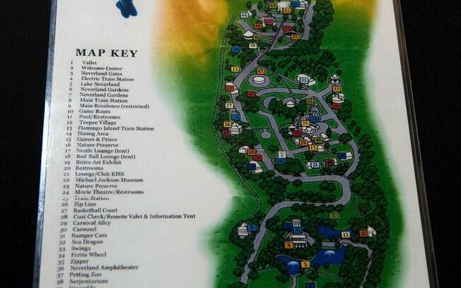 Antigo mapa mostra como era o rancho de Neverland em sua época áurea