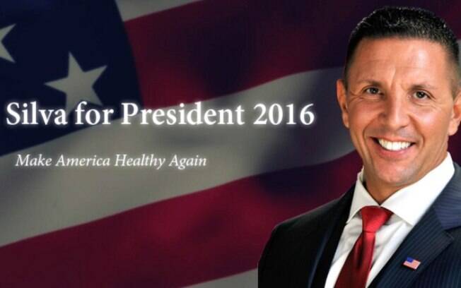 Banner que anuncia candidatura de Silva à presidência: empresário de sucesso, como Trump