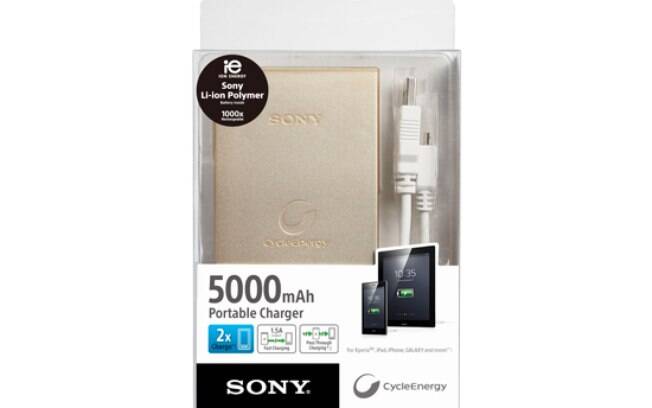 Também da Sony, carregador portátil CP-F5 com 5.000 mAh custa R$ 259