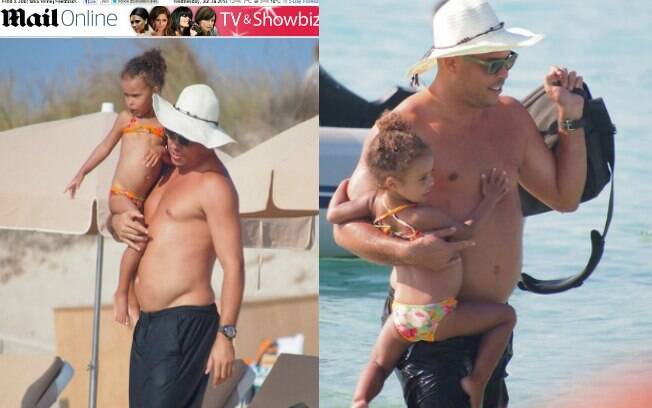 Ronaldo foi fotografado em Ibiza, na Espanha, aproveitando tarde de praia com a família. O ex-atleta não se importou com os paparazzi