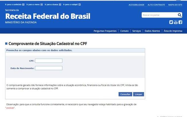 Na página da Receita, cidadão pode conferir suas informações e fazer consulta do CPF