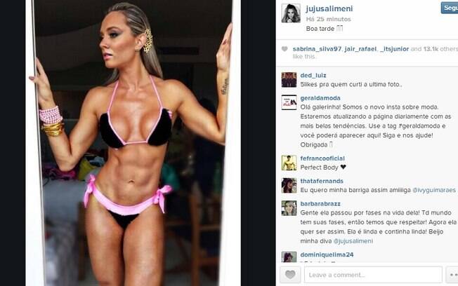 Juju Salimeni mostra corpo musculoso no Instagram