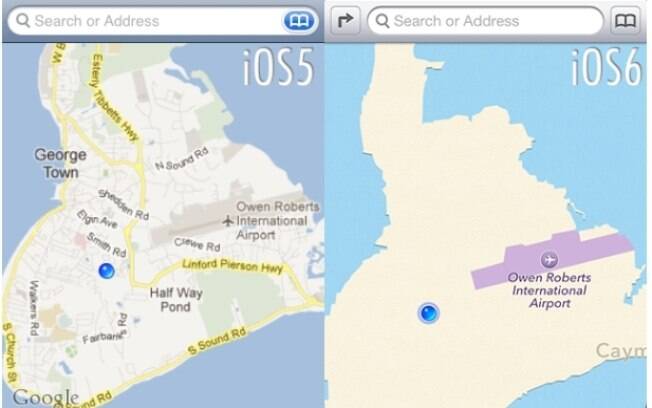 Antes e depois: troca do Google Maps por aplicativo da Apple diminui qualidade dos mapas no iPhone
