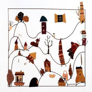 Quadro de marchetaria inspirado em livro infantil