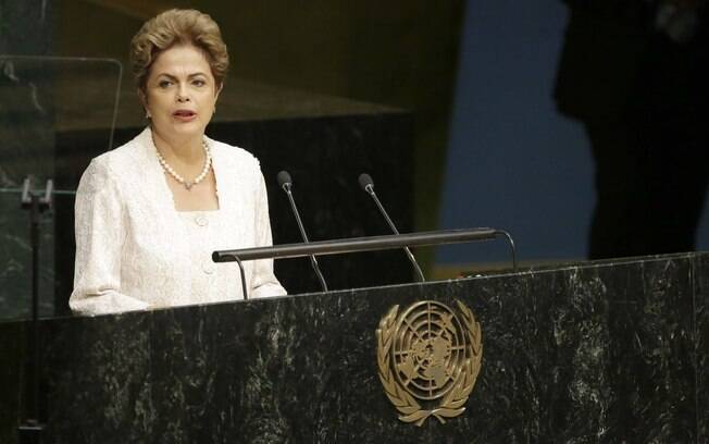 A presidente da República durante discurso na Assembleia Geral da ONU, na segunda-feira