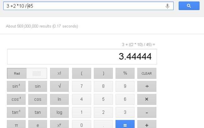 Calculadora científica da busca do Google funciona por meio de voz