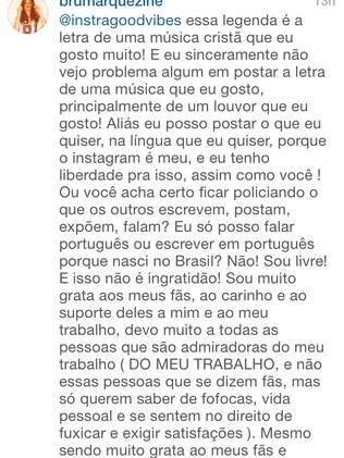 Resposta de Marquezine a seguidor