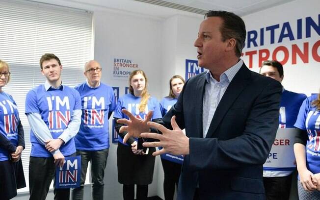 O premiê David Cameron, que faz campanha para manter seu país dentro da União Europeia