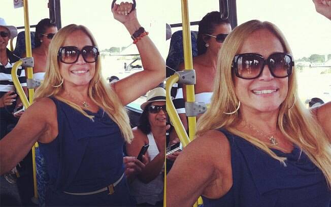 Susana Viera no ônibus: cena inusitada e publicada pela atriz nas redes sociais