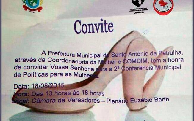 Convite feito pela prefeitura de Santo Antônio da Patrulha foi criticado por muitas mulheres