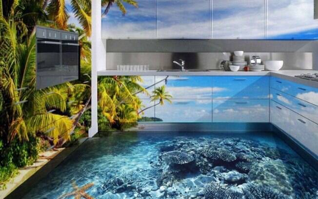 A nova técnica '3D Liquid Flooring', da empresa de revestimentos Imperial Interiors, de Dubai, permite ter o mundo a peus pés (ou mãos)