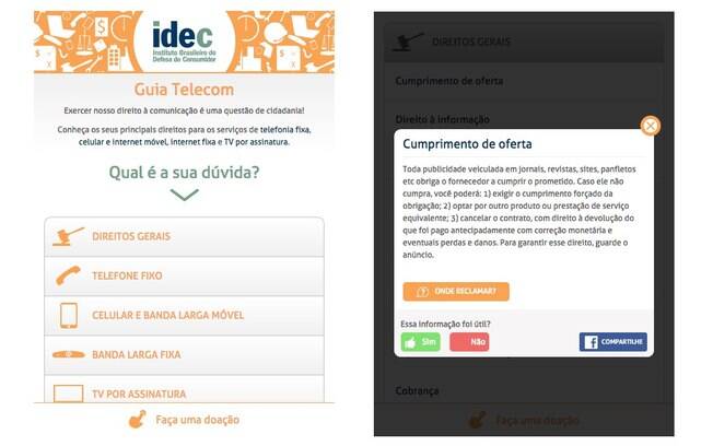 App Guia Telecom do Idec esclarece os direitos do consumidor nas áreas de telefonia fixa, celular e internet móvel, internet fixa e TV por assinatura. Só para Android