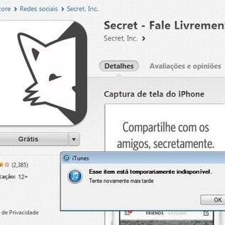Secret está indisponível na App Store