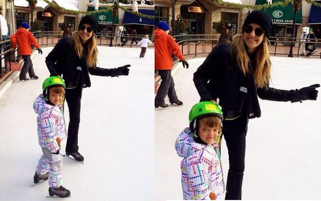 Ticiane Pinheiro e Rafaella Justus patinam no gelo