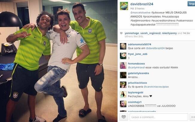 David Brazil postou foto entre Marcelo e Júlio César na concentração: #MusadaCopa