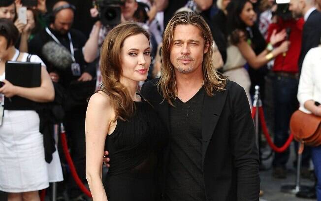 Angelina Jolie com Brad Pitt na première de "World War Z" em Londres
