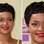 O cabelo pixie de Rihanna é tão charmoso que dispensa acessórios. Na boca batom vermelho mate, e nos olhos cílios postiços. Sobrancelha marcada completa o look. Foto: Getty Images