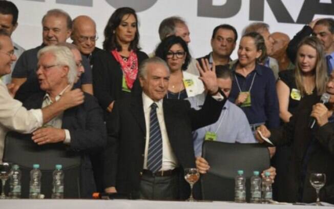 O vice-presidente da Rep&uacute;blica e presidente licenciado do PMDB, Michel Temer, em conven&ccedil;&atilde;o