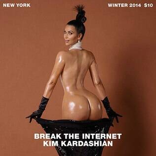 Com seu famoso bumbum de fora, a socialite norte-americana Kim Kardashian causou furor nesta semana ao posar nua para a revista